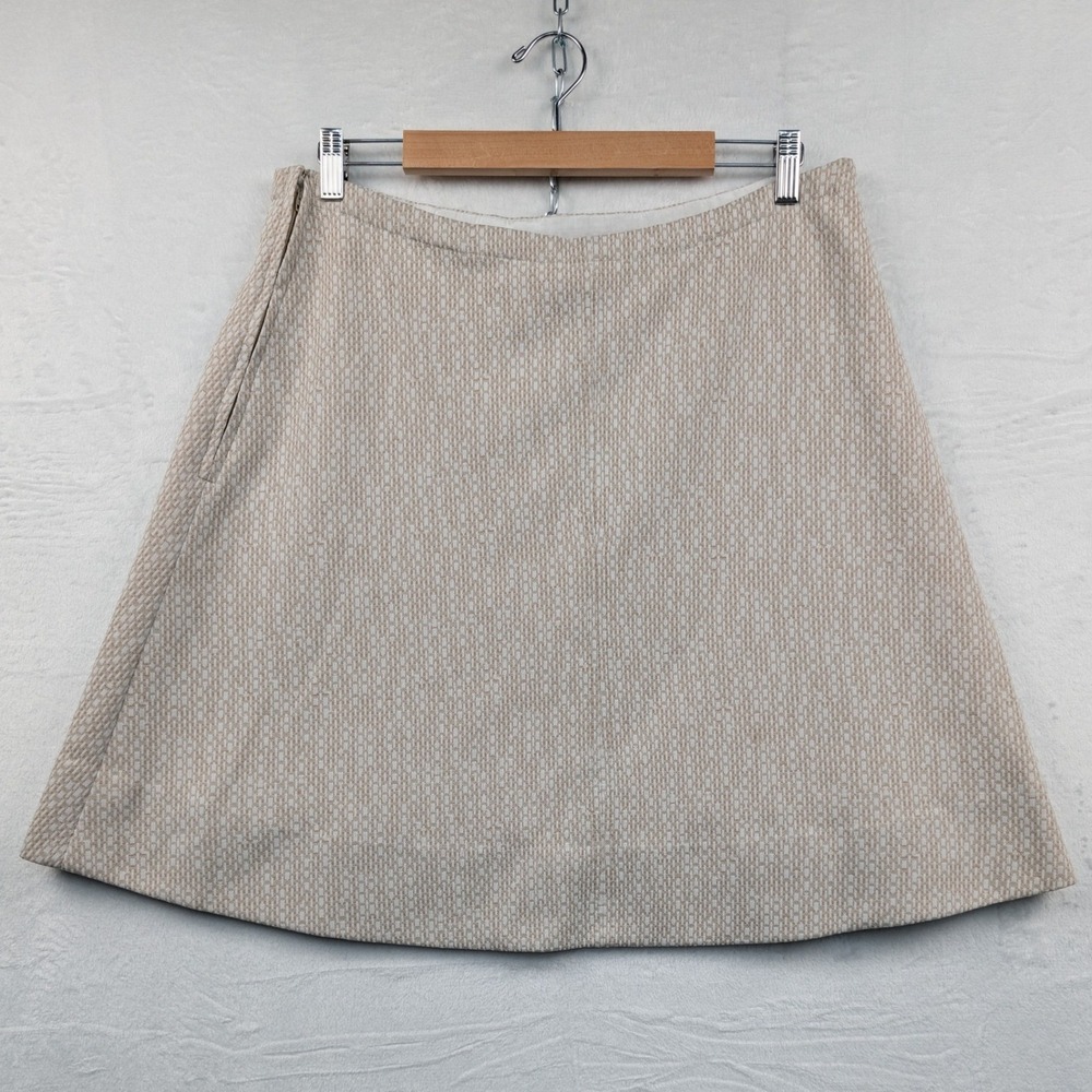 VTG Skirt Women's 36 Beige Geometric Textured A-Line Talon Zip Knee Length 60s